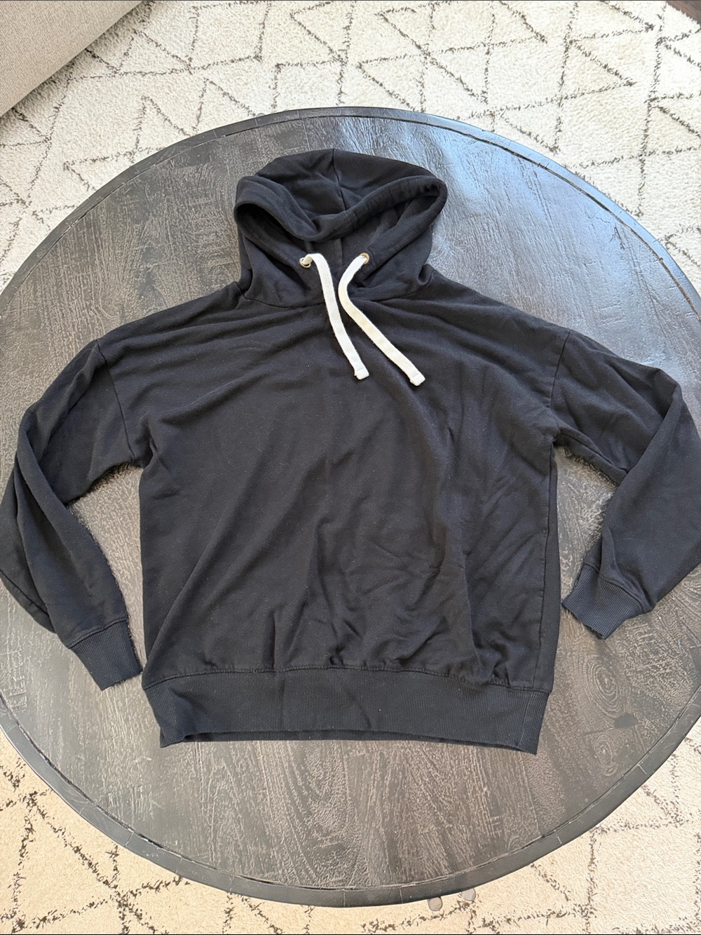 Buffalo David Bitton Black Hooded Sweatshirt with White Drawstring